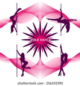 Pole dancers silhouettes. The vector illustration of a set of pole dancers silhouettes.