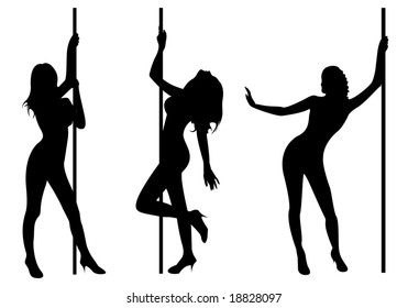 Pole-Tänzer. Die drei sexy Pol-Tänzer