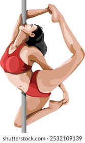 Pole Dancing Girl Sport Action Vector