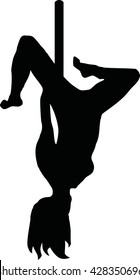 Pole dancing woman overhead at the pole 