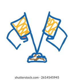 pole flag doodle icon sketch vector. pole flag sign. isolated symbol illustration