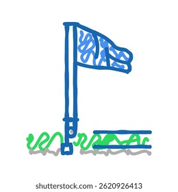 pole flag doodle icon sketch vector. pole flag sign. isolated symbol illustration
