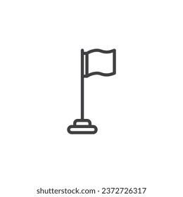 Pole flag line icon. linear style sign for mobile concept and web design. Battle Flag outline vector icon. Symbol, logo illustration. Vector graphics