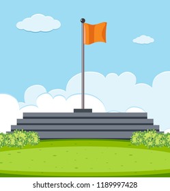 Pole with flag scene illustration