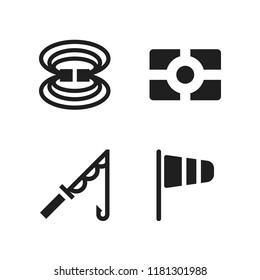 pole icon. 4 pole vector icons set. fishing rod, magnetic field and wind flag icons for web and design about pole theme