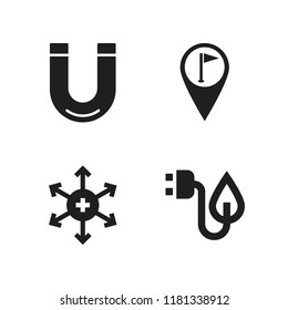 pole icon. 4 pole vector icons set. electricity, magnet and positive ion icons for web and design about pole theme