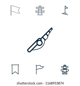 Pole icon. collection of 7 pole outline icons such as pylon, flag. editable pole icons for web and mobile.