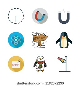 pole icon set. vector set about wind sign, magnet, physics and options icons set.