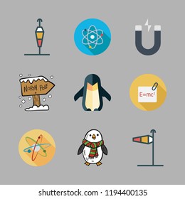 pole icon set. vector set about wind sign, physics, north pole and penguin icons set.