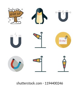 pole icon set. vector set about magnet, penguin, north pole and physics icons set.