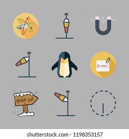 pole icon set. vector set about north pole, options, magnet and wind sign icons set.