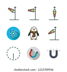 pole icon set. vector set about penguin, magnet, physics and wind sign icons set.