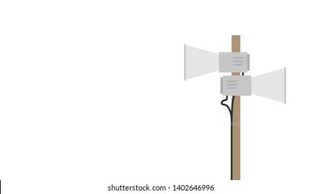 Pole Megaphon. Pole Megaphon-Vektorillustration auf weißem Hintergrund. freier Platz für Text.Kopienraum. leer.