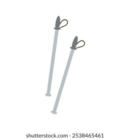 Pole for nordic walking. Simple illustration of hiking sticks. Vector illustration isolated on white background.