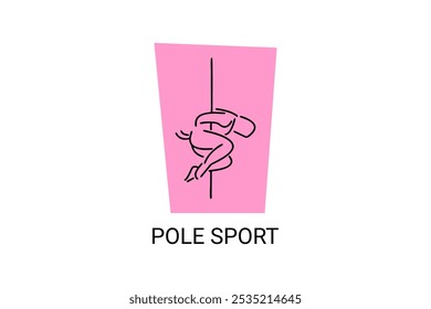 Polsport, Vektorliniensymbol. Stangentanz üben. Sport-Piktogramm, Vektorgrafik.