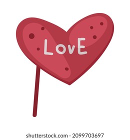 Pole or Stick with Love Heart as Party Birthday Photo Booth Prop Vector Illustration