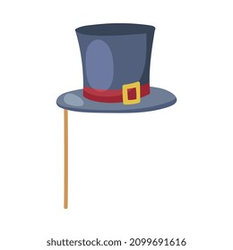 Pole or Stick with Top Hat as Party Birthday Photo Booth Prop Vector Illustration