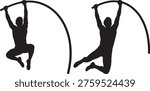 Pole vault athlete jumping silhouette sports action pole vaulting