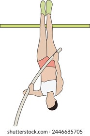 pole vault athletic 2d illustration