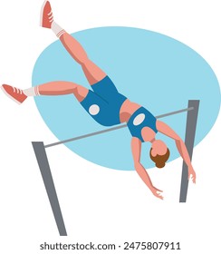pole vault athletics hand draw illustration