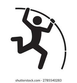 pole vault icon in black silhouette on white background
