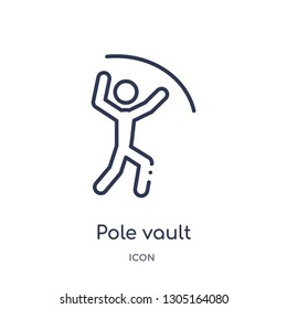 pole vault icon from olympic games outline collection. Thin line pole vault icon isolated on white background.