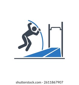 Pole Vault Icon On White Background