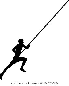 pole vault male athlete running pole black silhouette