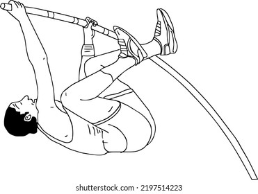 Pole Vault Player Vector Outline Sketch Stock Vector (Royalty Free ...