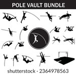 
Pole Vault Silhouette Bundle | Collection of Pole Vault Players with Logo and Pole Vault Equipment