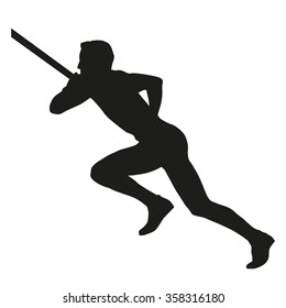 Pole vault silhouette. Running man