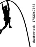 pole vault is track and field event. man athlete black silhouette