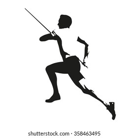 Pole vault vector drawing silhouette. Pole vaulter abstract isolated illustration