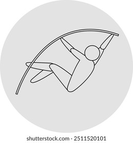 Pole vaulting competition icon. Sport sign. Line art.