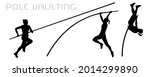 pole vaulting silhouette sport vector
