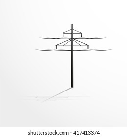 Pole with wires. Vector illustration.