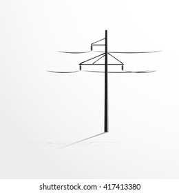 Pole with wires. Vector illustration.