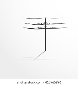 Pole with wires. Vector illustration.