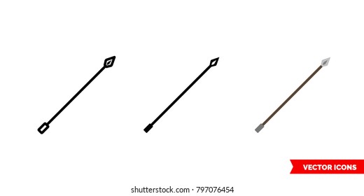 Polearm icon of 3 types: color, black and white, outline. Isolated vector sign symbol.