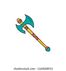 Poleaxe icon, cartoon style