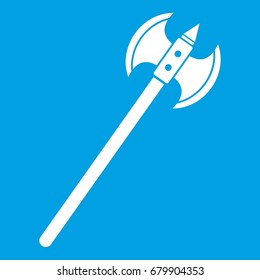 Poleaxe icon white isolated on blue background vector illustration