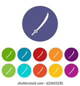 Poleaxe icons set in circle isolated flat vector illustration