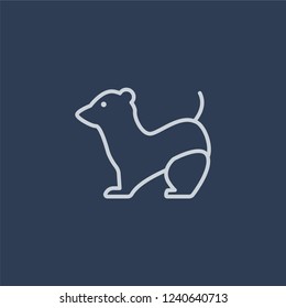 Polecat icon. Trendy flat vector line Polecat icon on dark blue background from animals  collection. 