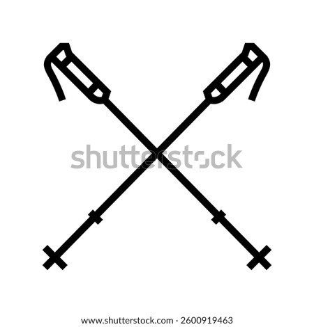poles mountain skiing line icon vector. poles mountain skiing sign. isolated contour symbol black illustration