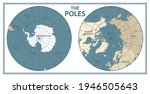 The Poles - North Pole and South Pole - Vector Detailed Illustration