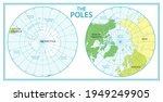 The Poles - North Pole and South Pole - Vector Detailed Illustration