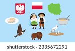 Poles people icons set. Vector illustration in cartoon style.