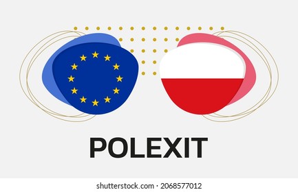 Icono de Polexit con banderas de Polonia y la UE. Símbolo de crisis de Polonia y Europa. Ilustración vectorial.