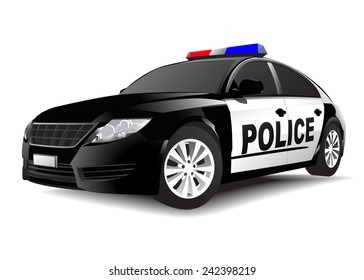Police 3D car on White Vector svg