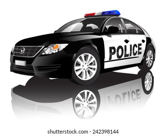 Police 3D Car Vector